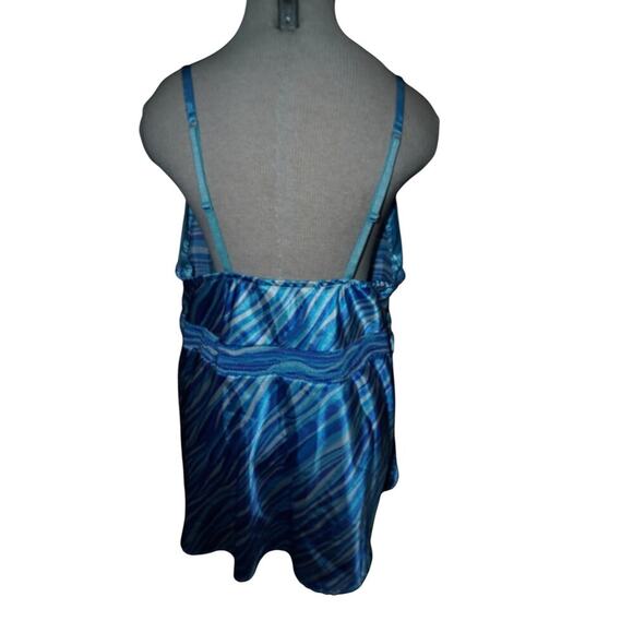 Cacique Blue Zebra Print Satin Cami Tank Top Adjustable Straps Size 18/20 - Picture 4 of 5